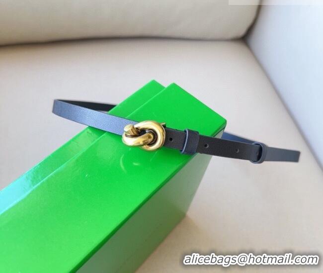 Shop Discount Bottega Veneta Women's Soft Calfskin Belt 1.5cm with Knot Buckle 0315 Black/Gold 2025