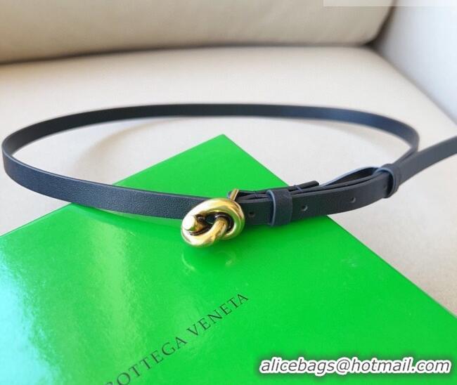 Shop Discount Bottega Veneta Women's Soft Calfskin Belt 1.5cm with Knot Buckle 0315 Black/Gold 2025
