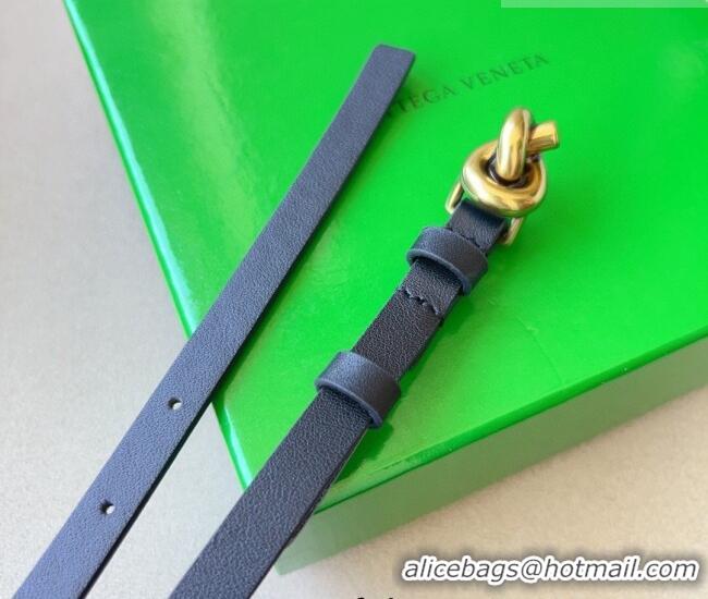 Shop Discount Bottega Veneta Women's Soft Calfskin Belt 1.5cm with Knot Buckle 0315 Black/Gold 2025