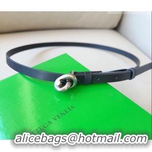 Best Product Bottega Veneta Women's Soft Calfskin Belt 1.5cm with Knot Buckle 0315 Black/Silver 2025