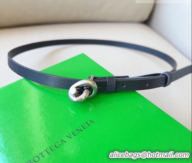 Best Product Bottega Veneta Women's Soft Calfskin Belt 1.5cm with Knot Buckle 0315 Black/Silver 2025