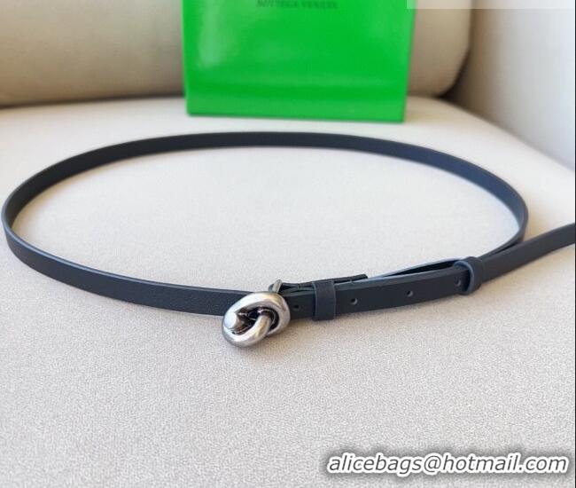 Best Product Bottega Veneta Women's Soft Calfskin Belt 1.5cm with Knot Buckle 0315 Black/Silver 2025