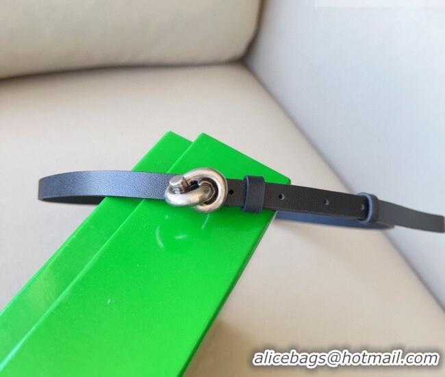 Best Product Bottega Veneta Women's Soft Calfskin Belt 1.5cm with Knot Buckle 0315 Black/Silver 2025