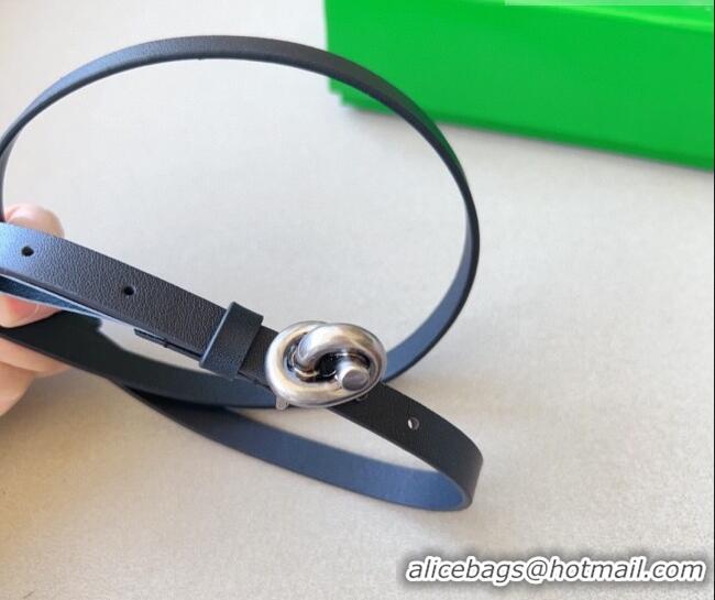 Best Product Bottega Veneta Women's Soft Calfskin Belt 1.5cm with Knot Buckle 0315 Black/Silver 2025