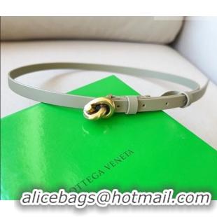 Popular Style Bottega Veneta Women's Soft Calfskin Belt 1.5cm with Knot Buckle 0315 Travertine Green/Gold 2025