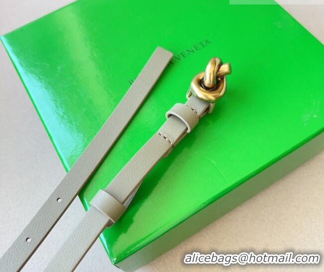 Popular Style Bottega Veneta Women's Soft Calfskin Belt 1.5cm with Knot Buckle 0315 Travertine Green/Gold 2025