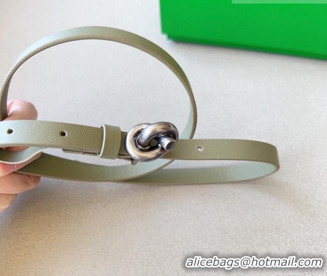 Inexpensive Bottega Veneta Women's Soft Calfskin Belt 1.5cm with Knot Buckle 0315 Travertine Green/Silver 2025