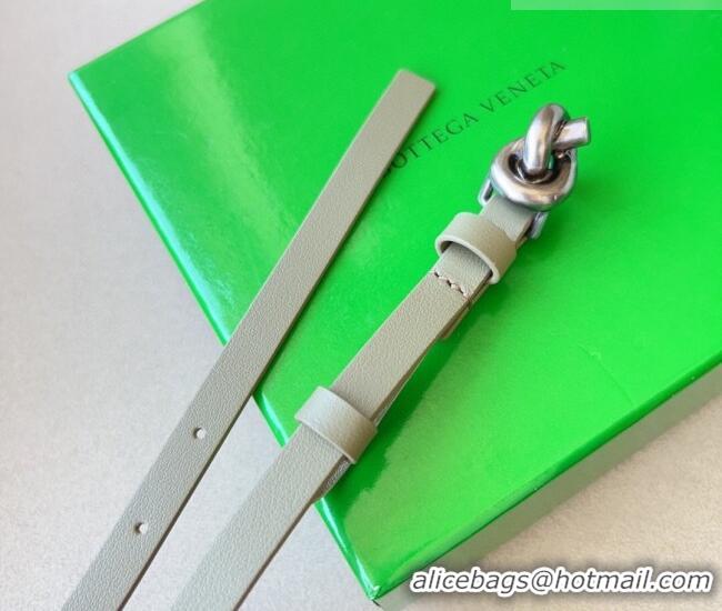 Inexpensive Bottega Veneta Women's Soft Calfskin Belt 1.5cm with Knot Buckle 0315 Travertine Green/Silver 2025