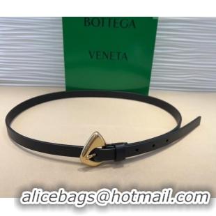 Grade Quality Bottega Veneta Women's Soft Calfskin Belt 1.5cm with Triangle Buckle 0315 Black 2025