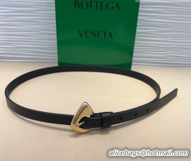 Grade Quality Bottega Veneta Women's Soft Calfskin Belt 1.5cm with Triangle Buckle 0315 Black 2025