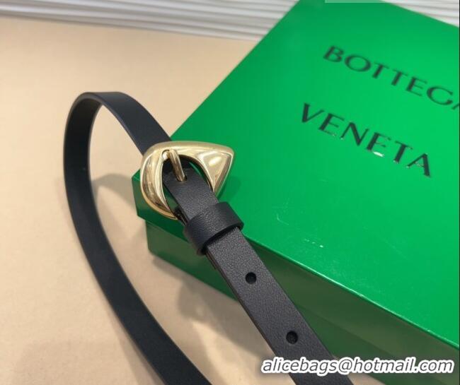 Grade Quality Bottega Veneta Women's Soft Calfskin Belt 1.5cm with Triangle Buckle 0315 Black 2025