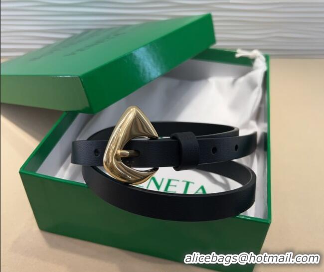 Grade Quality Bottega Veneta Women's Soft Calfskin Belt 1.5cm with Triangle Buckle 0315 Black 2025