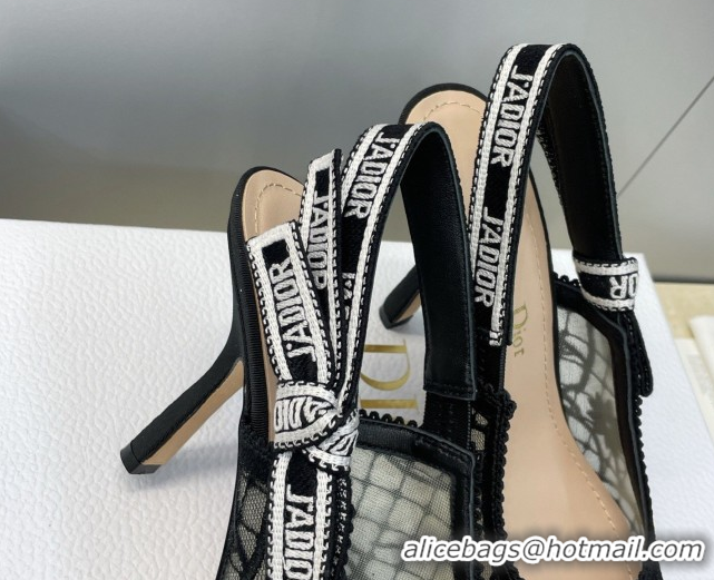 Good Product Dior J'Adior Slingbacks Pump 9.5cm in Transparent Mesh Embroidered with Millefiori Motif Black 2026 0302040