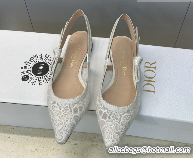 Discount Dior J'Adior Slingback Ballets Flat in Transparent Mesh Embroidered with Millefiori Motif White 2026 0302043