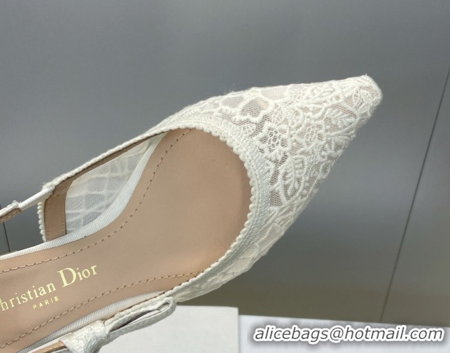 Discount Dior J'Adior Slingback Ballets Flat in Transparent Mesh Embroidered with Millefiori Motif White 2026 0302043