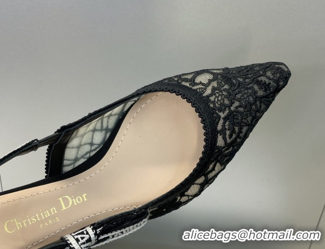 Good Looking Dior J'Adior Slingback Ballets Flat in Transparent Mesh Embroidered with Millefiori Motif Black 2026 030204