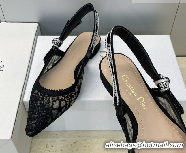 Good Looking Dior J'Adior Slingback Ballets Flat in Transparent Mesh Embroidered with Millefiori Motif Black 2026 030204