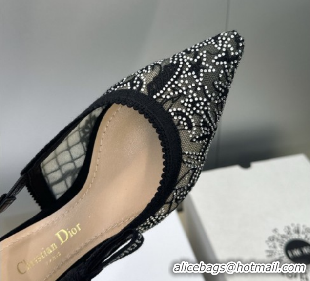 Grade Quality Dior J'Adior Slingback Ballets Flat in Transparent Mesh Embroidered with Millefiori Motif in Silver-Tone S
