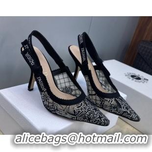 Pretty Style Dior J'Adior Slingbacks Pump 9.5cm in Transparent Mesh Embroidered with Millefiori Motif in Silver-Tone Str