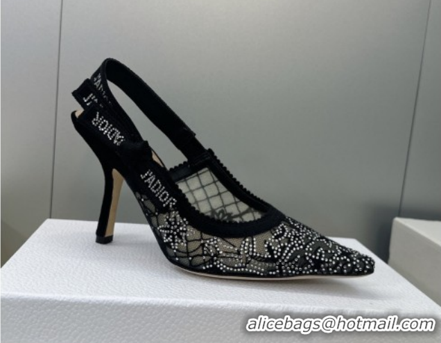 Pretty Style Dior J'Adior Slingbacks Pump 9.5cm in Transparent Mesh Embroidered with Millefiori Motif in Silver-Tone Str