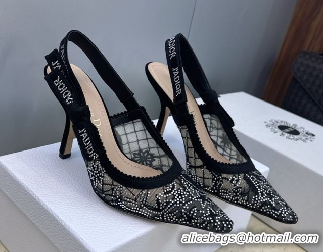 Pretty Style Dior J'Adior Slingbacks Pump 9.5cm in Transparent Mesh Embroidered with Millefiori Motif in Silver-Tone Str