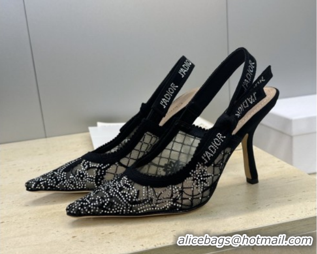 Pretty Style Dior J'Adior Slingbacks Pump 9.5cm in Transparent Mesh Embroidered with Millefiori Motif in Silver-Tone Str