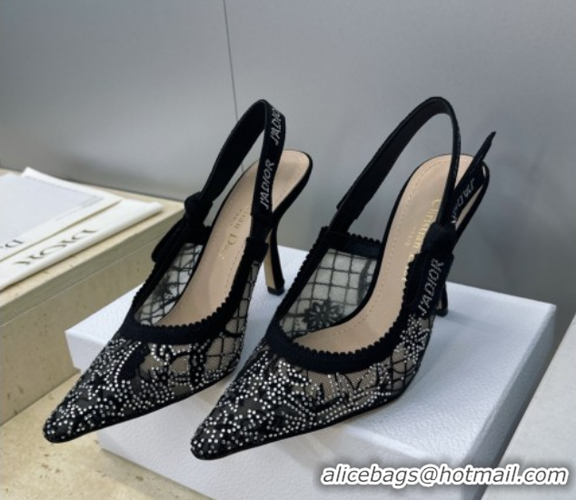 Pretty Style Dior J'Adior Slingbacks Pump 9.5cm in Transparent Mesh Embroidered with Millefiori Motif in Silver-Tone Str