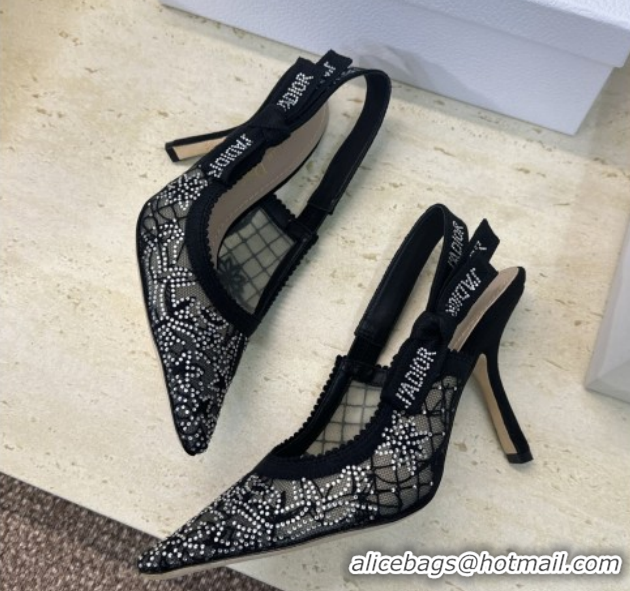 Pretty Style Dior J'Adior Slingbacks Pump 9.5cm in Transparent Mesh Embroidered with Millefiori Motif in Silver-Tone Str