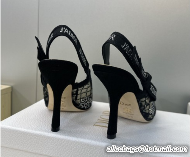 Pretty Style Dior J'Adior Slingbacks Pump 9.5cm in Transparent Mesh Embroidered with Millefiori Motif in Silver-Tone Str