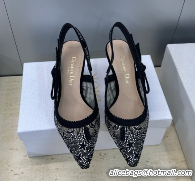 Low Cost Dior J'Adior Slingbacks Pump 6.5cm in Transparent Mesh Embroidered with Millefiori Motif in Silver-Tone Strass 