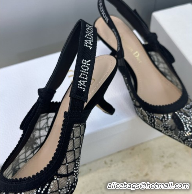 Low Cost Dior J'Adior Slingbacks Pump 6.5cm in Transparent Mesh Embroidered with Millefiori Motif in Silver-Tone Strass 