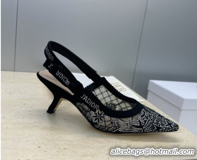 Low Cost Dior J'Adior Slingbacks Pump 6.5cm in Transparent Mesh Embroidered with Millefiori Motif in Silver-Tone Strass 