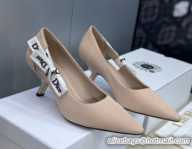 Shop Duplicate Dior J'Adior Pumps 6.5cm in Technical Fabric Nude Pink 2026 DR030201
