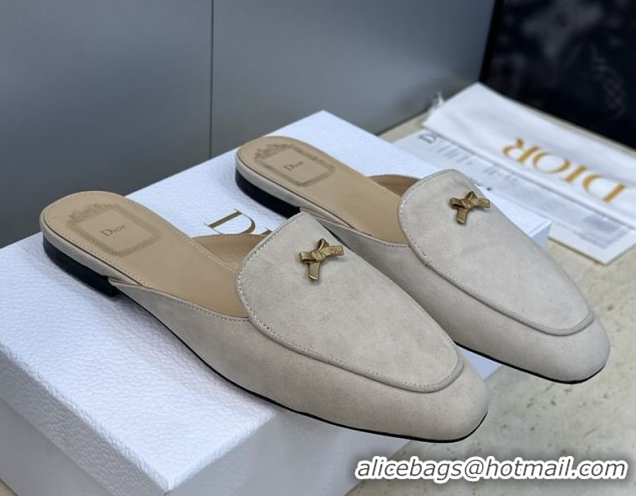 Purchase Dior Baby Bow Mules in Suede Beige 2026 DR030202