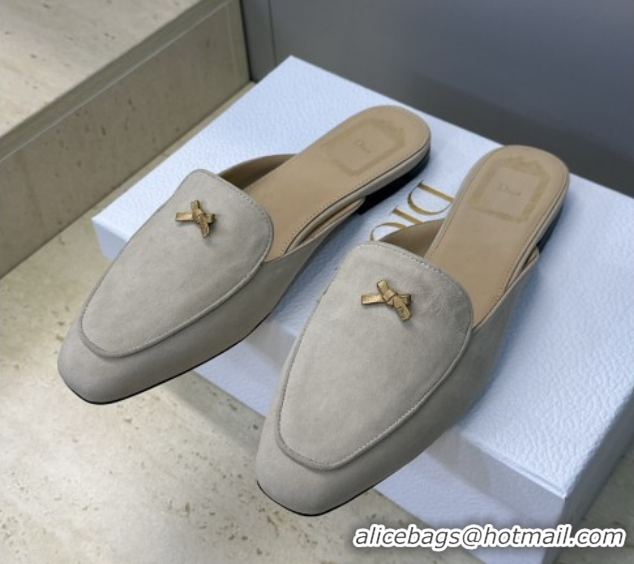 Purchase Dior Baby Bow Mules in Suede Beige 2026 DR030202
