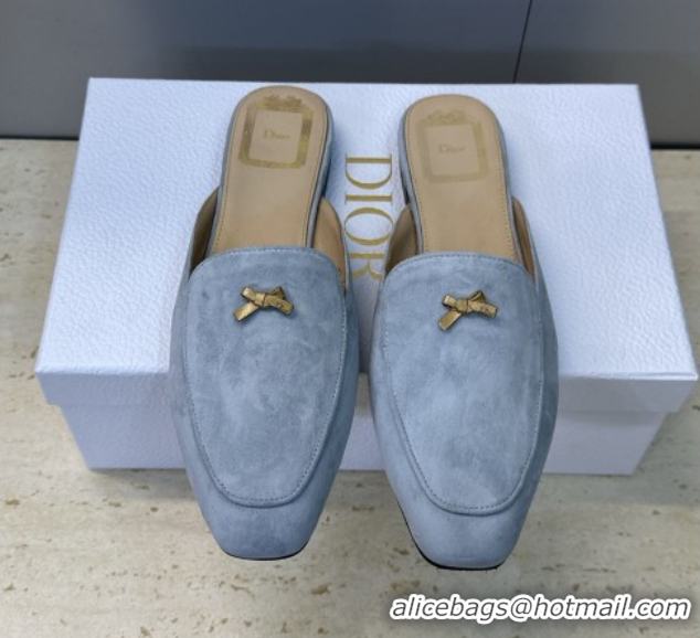 Good Quality Dior Baby Bow Mules in Suede Blue 2026 DR030202
