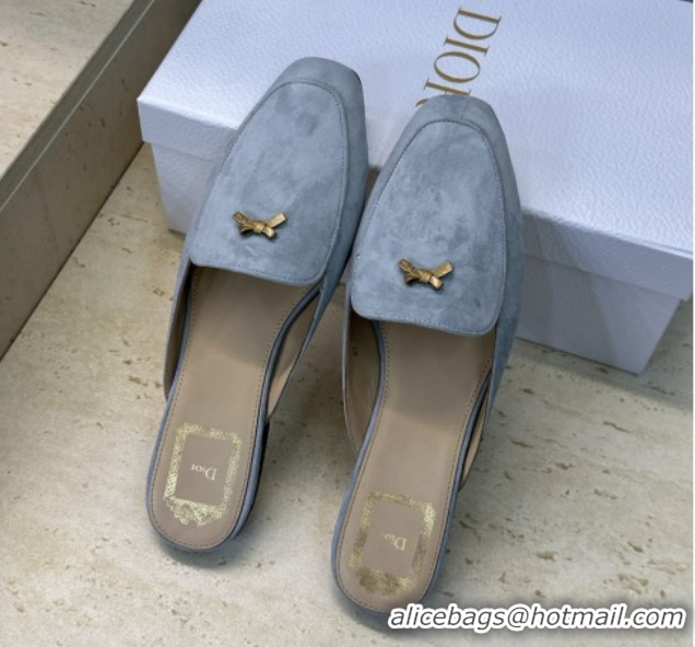 Good Quality Dior Baby Bow Mules in Suede Blue 2026 DR030202