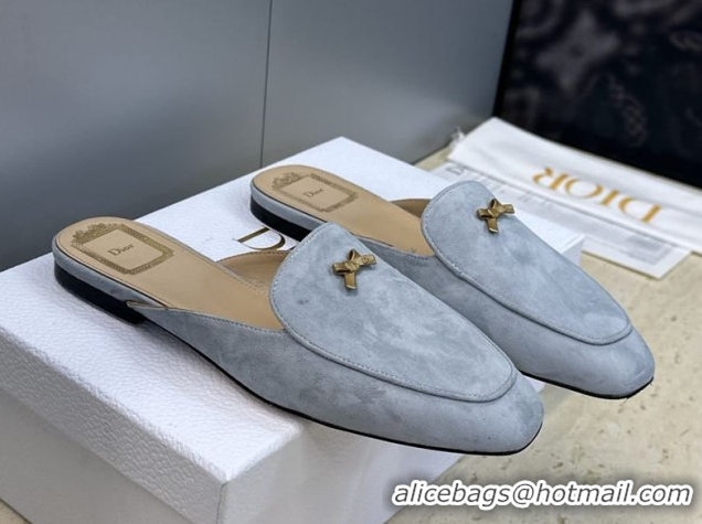 Good Quality Dior Baby Bow Mules in Suede Blue 2026 DR030202