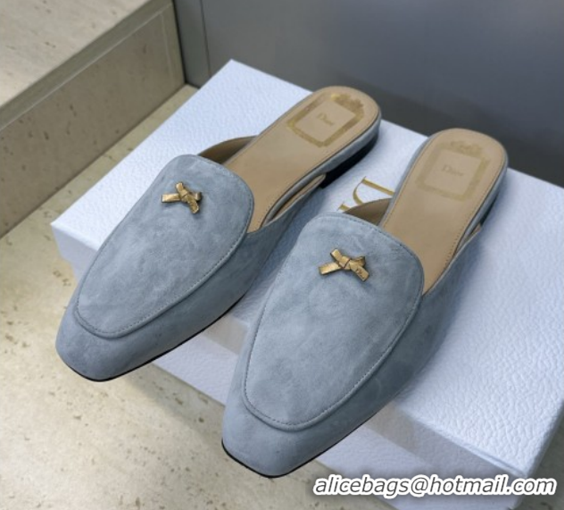 Good Quality Dior Baby Bow Mules in Suede Blue 2026 DR030202
