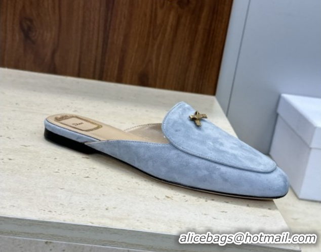 Good Quality Dior Baby Bow Mules in Suede Blue 2026 DR030202