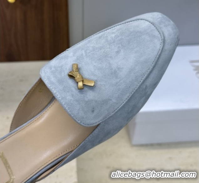 Good Quality Dior Baby Bow Mules in Suede Blue 2026 DR030202