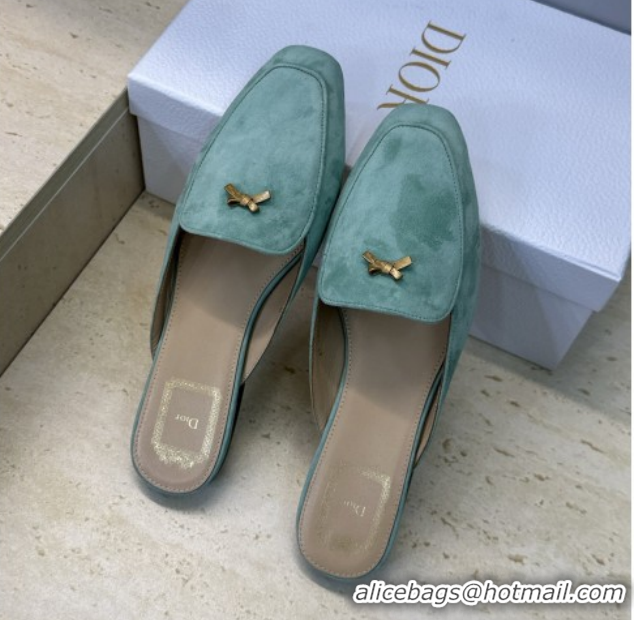 Grade Quality Dior Baby Bow Mules in Suede Green 2026 DR030202