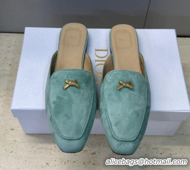 Grade Quality Dior Baby Bow Mules in Suede Green 2026 DR030202