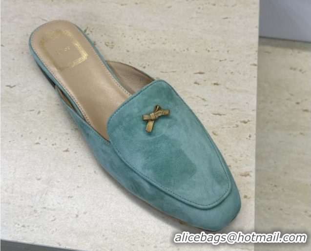Grade Quality Dior Baby Bow Mules in Suede Green 2026 DR030202