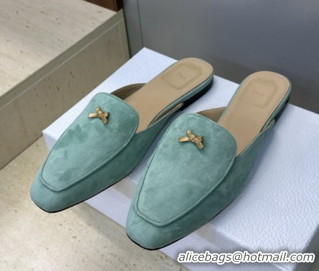 Grade Quality Dior Baby Bow Mules in Suede Green 2026 DR030202
