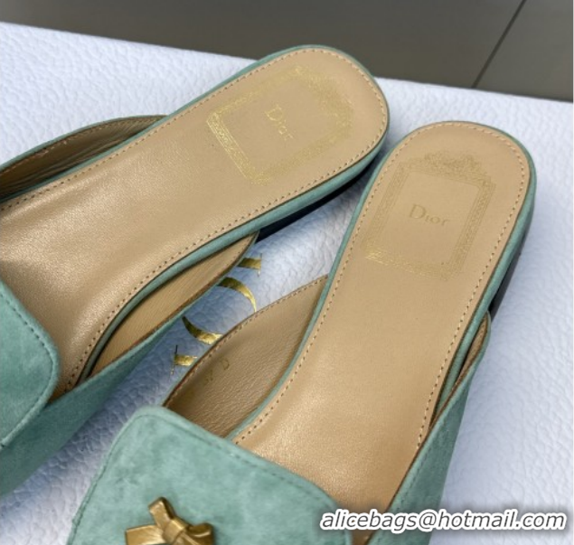 Grade Quality Dior Baby Bow Mules in Suede Green 2026 DR030202