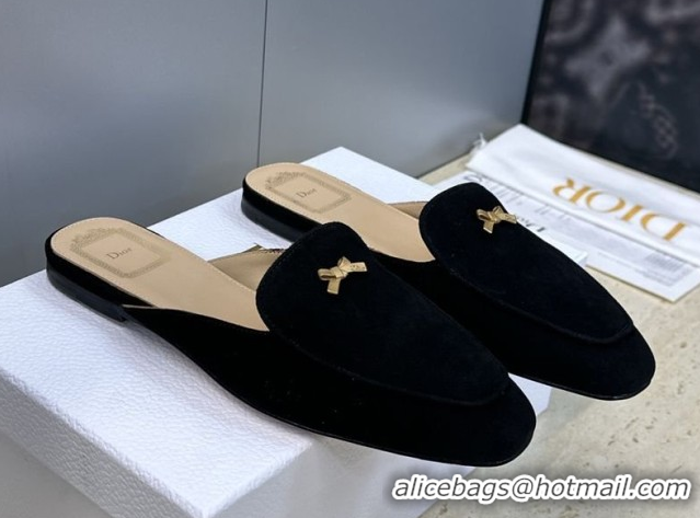 Popular Style Dior Baby Bow Mules in Suede Black 2026 DR030202