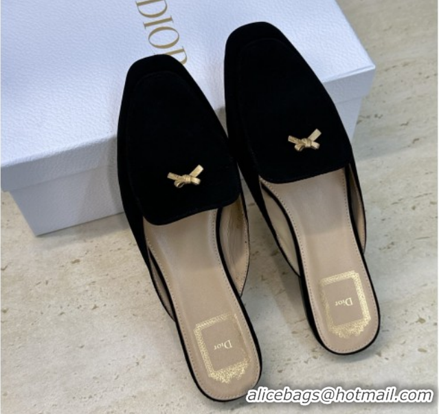 Popular Style Dior Baby Bow Mules in Suede Black 2026 DR030202