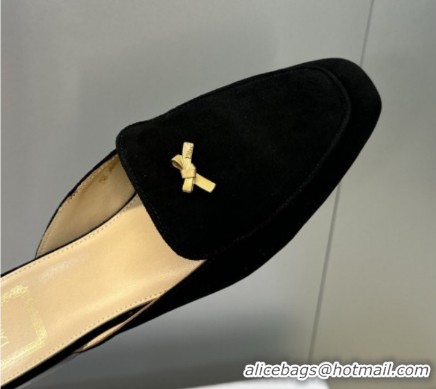 Popular Style Dior Baby Bow Mules in Suede Black 2026 DR030202