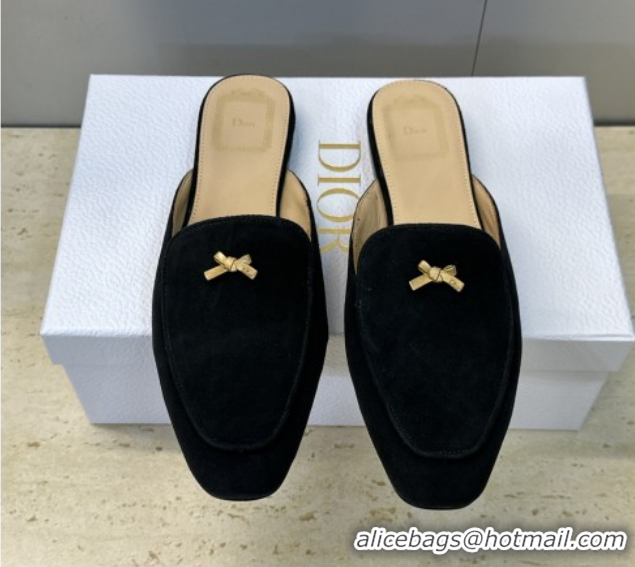 Popular Style Dior Baby Bow Mules in Suede Black 2026 DR030202